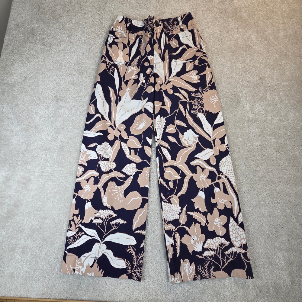 Maeve Anthropologie Jo Faulkner The Colette Floral Wide Leg Cropped Pants 26